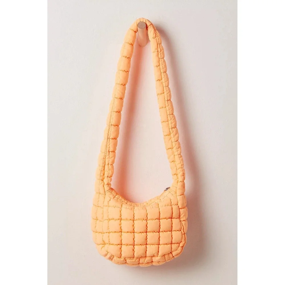 NWT New Free People Movement FP Quilted Baby Carry All Sling Bag Neon Clementine